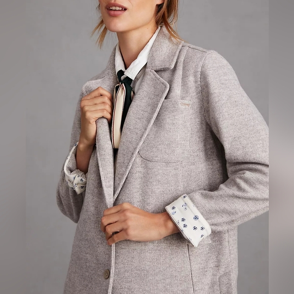 NWOT PILCRO Anthropologie Oversized Academia Blazer Jacket Stripe Beige Small - Picture 2 of 15